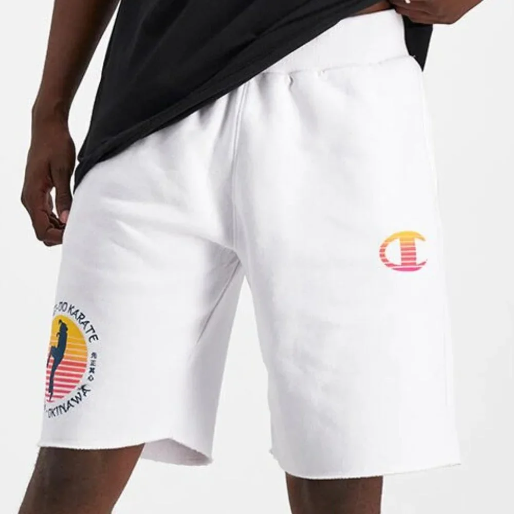 Champion Cobra Kai Reverse Weave Cut Off Shorts Miyagi Karate Dojo White… - Picture 1 of 8